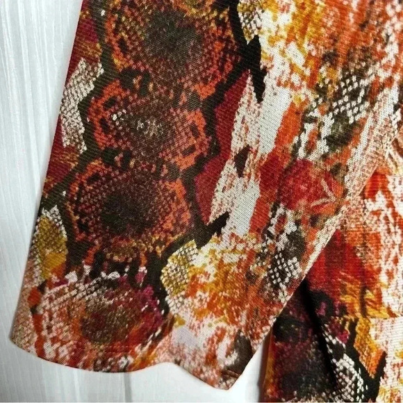 Tanjay Petite Blouse Mesh Ruffles 3/4 Length  Sleeves V-Neck Orange Size Small - Picture 16 of 16